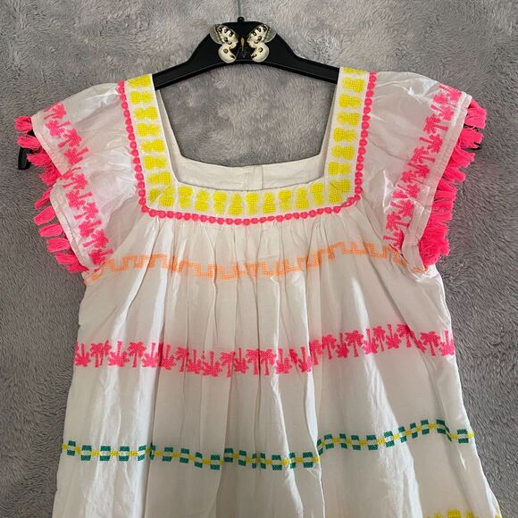 Cat & Jack Girls Size L (10/12) Tassel Embroidered Dress‎ Rainbow Colors Lined - Picture 5 of 12